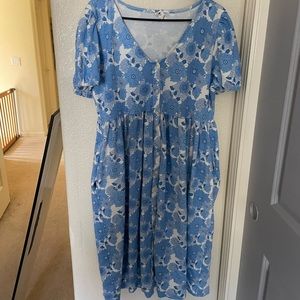Kate quinn blue vintage floral button up dress